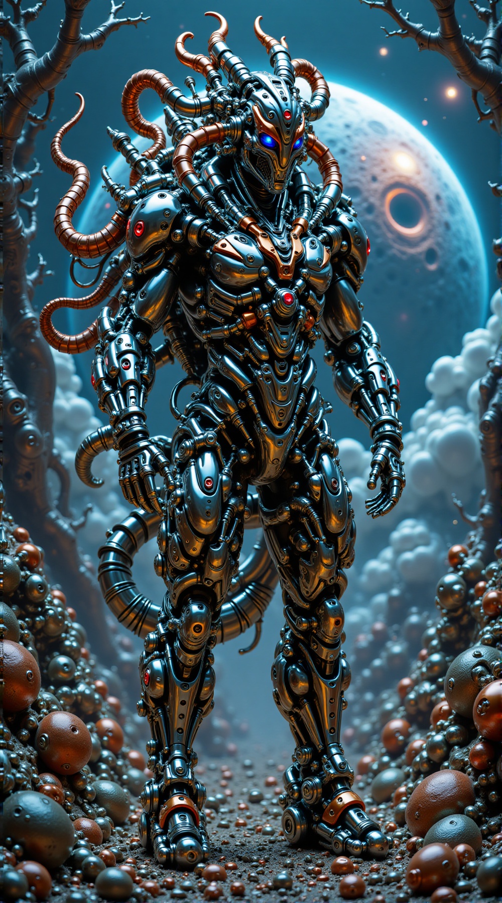 Cybernetik_detailed,  ultra-detailed hybrid mechanical armor,  combining biomechanical combat design on Tensor.Art