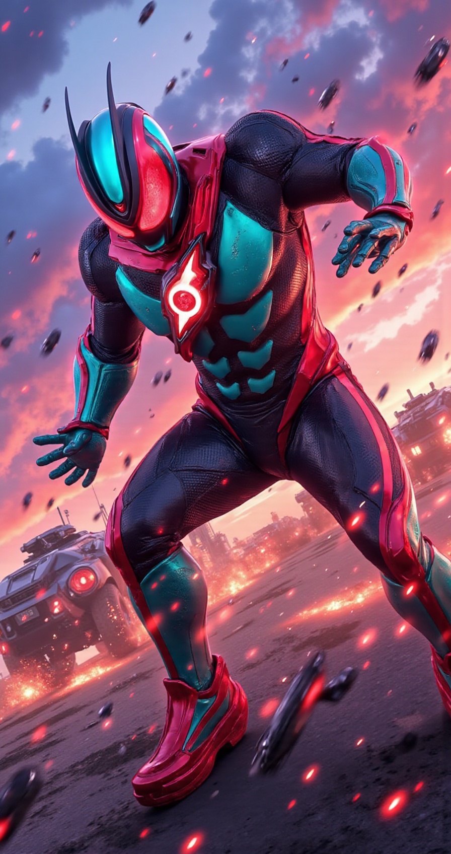 epicwonderaura,  extremely detailed 8k wallpaper,  dynamic digital illustration of zetsurider in an aggressive fighting po...