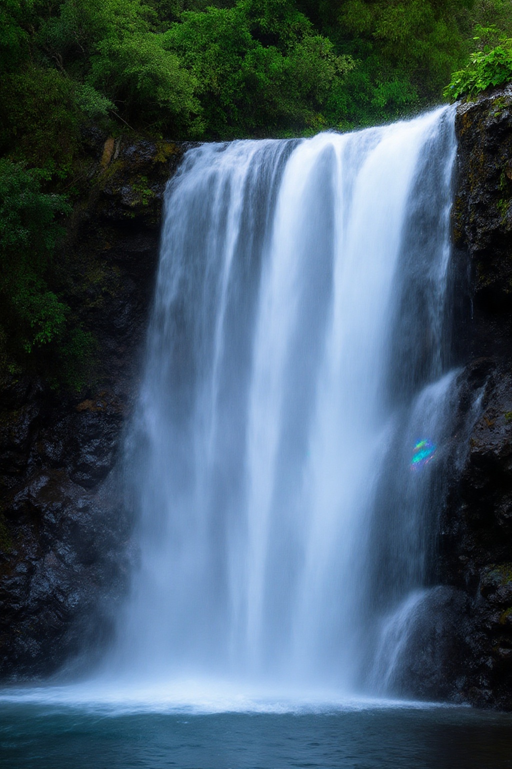 masterpiece,  A magnificent waterfall cascades down a rugged cliff in ultra - high - definition. Each droplet sparkles in...
