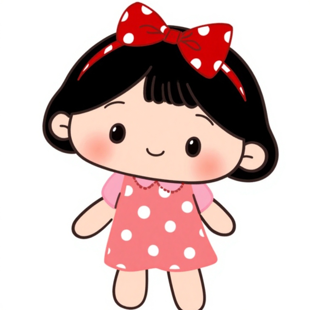 Cute girl with strawberry dress and big bow,  2D illustration,  white background on Tensor.Art
