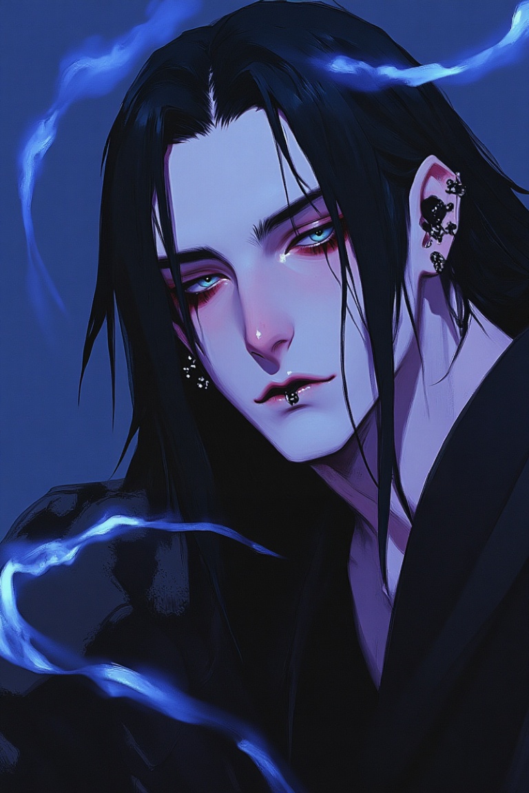 1boy,  Black hair,  long hair on Tensor.Art