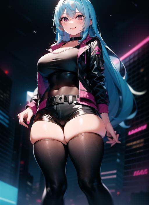 art by JellyTits,  1girl,  blue_hair on Tensor.Art