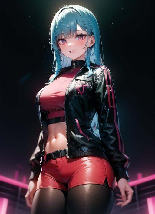 art by JellyTits,  1girl,  blue_hair on Tensor.Art