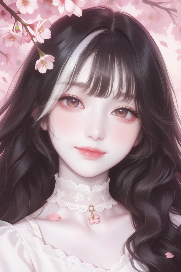 (white highlights),  brown eyes,  bangs on Tensor.Art