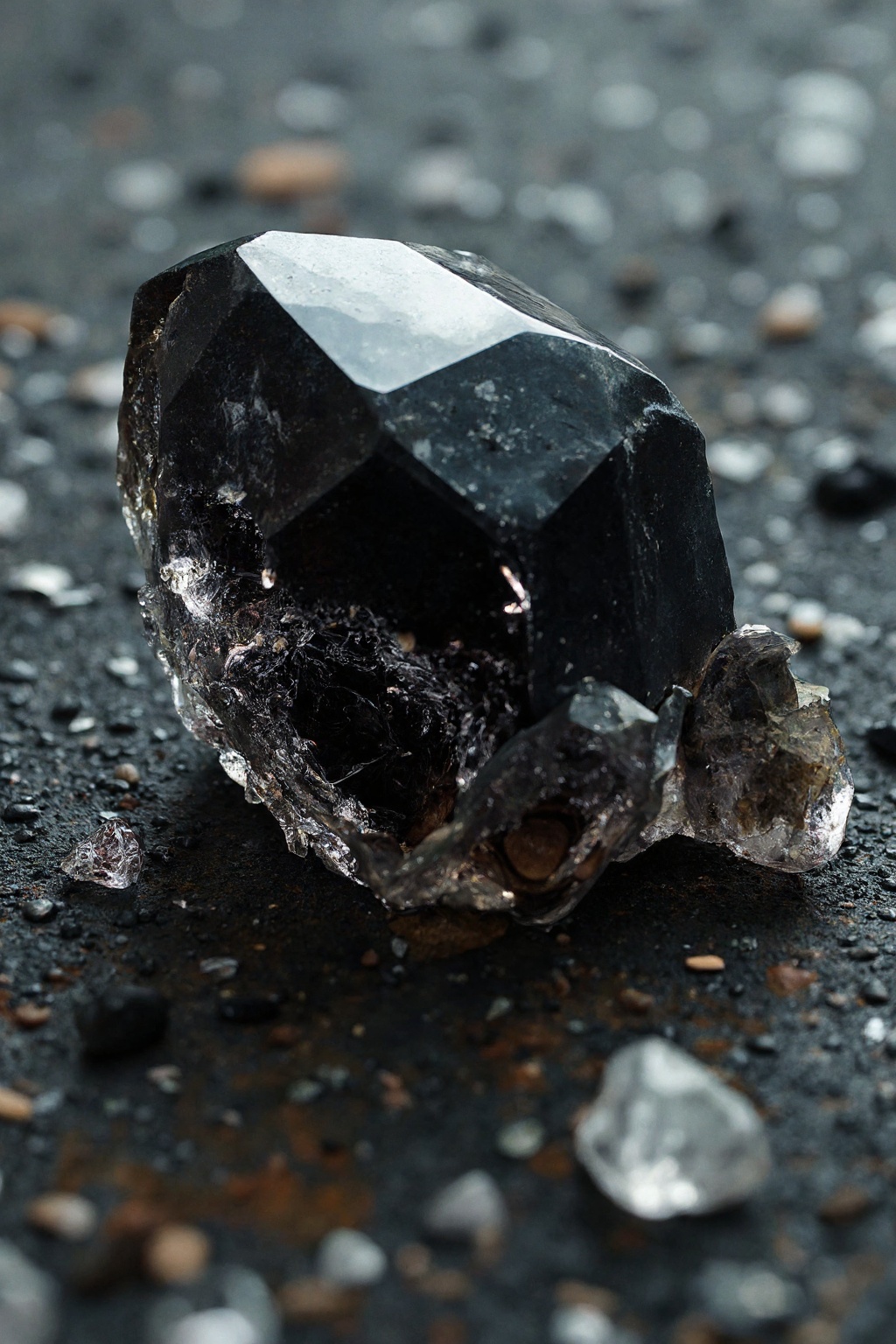A time-lapse sequence showing how a large black crystal is embedded into the background. The crystals are intricately arra...