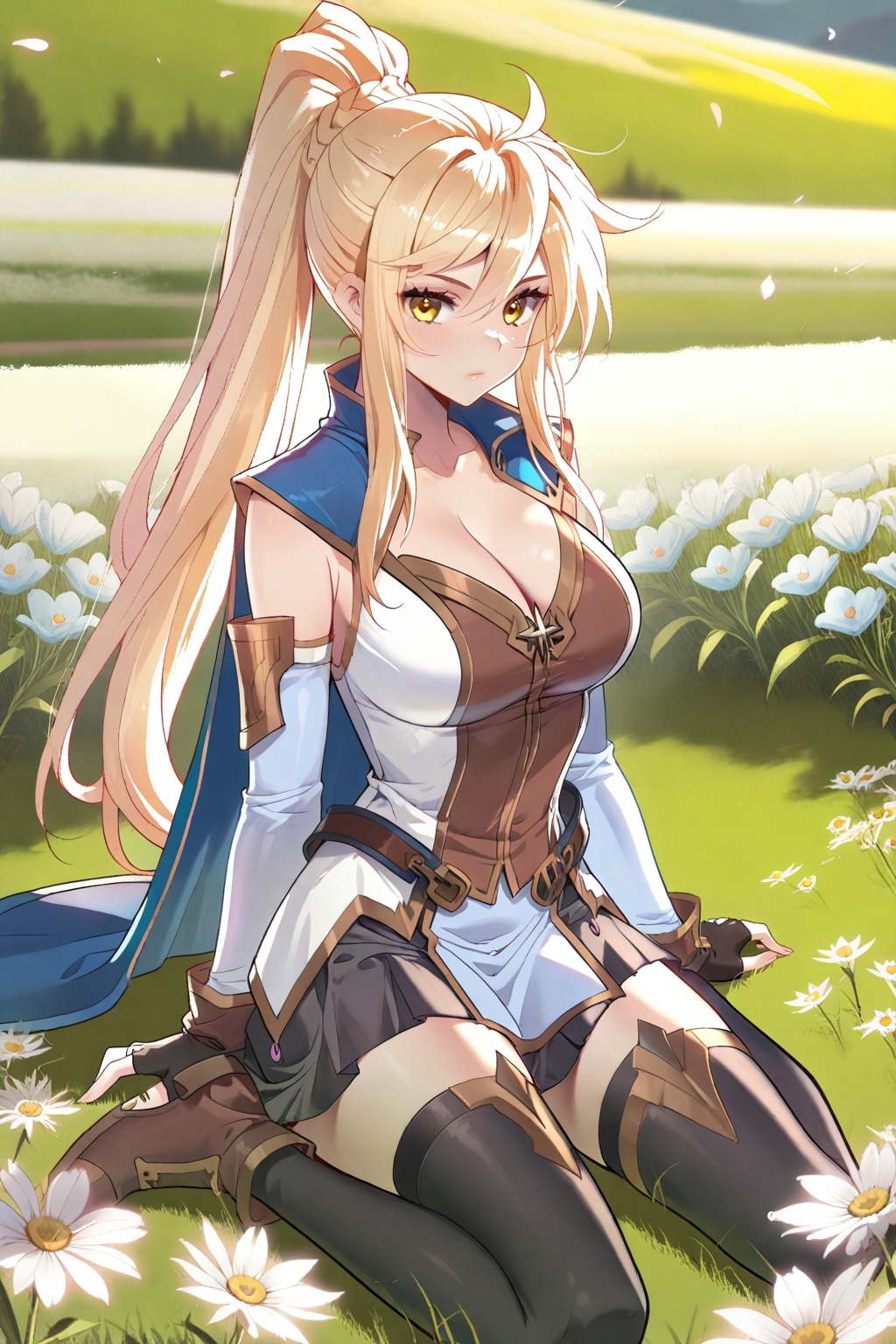 flower field,  flower field,  Sit on the ground on Tensor.Art