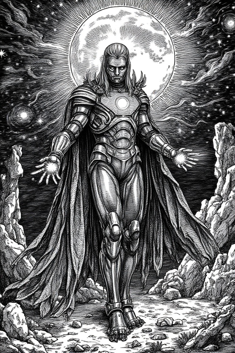 art by Albrecht Dürer,  ironman from nemesis,  diamond skin on Tensor.Art