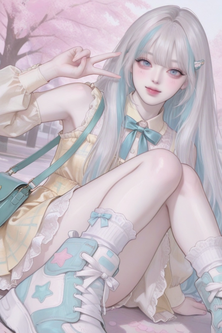 1girl,  (pale skin),  (white hair) on Tensor.Art