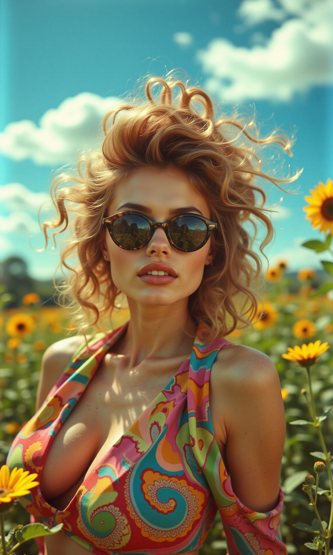 Inspired by the iconic style of 1960s psychedelic art,  this photographic prompt captures the essence of a free-spirited w...