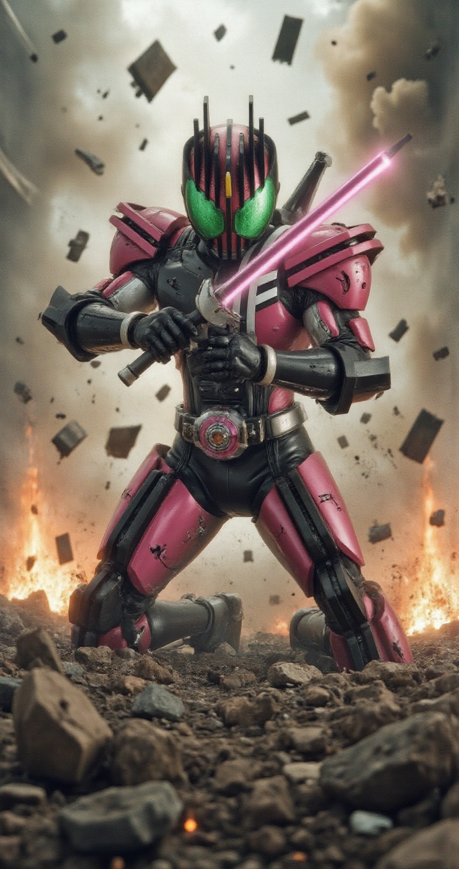 decade_rider,  [ActionExplosions],  dynamic crouching on the ground on Tensor.Art