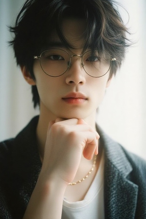 HD High Definition,  1080 Detailer High Quality,  A wistful portrait of a slender young man with dark on Tensor.Art