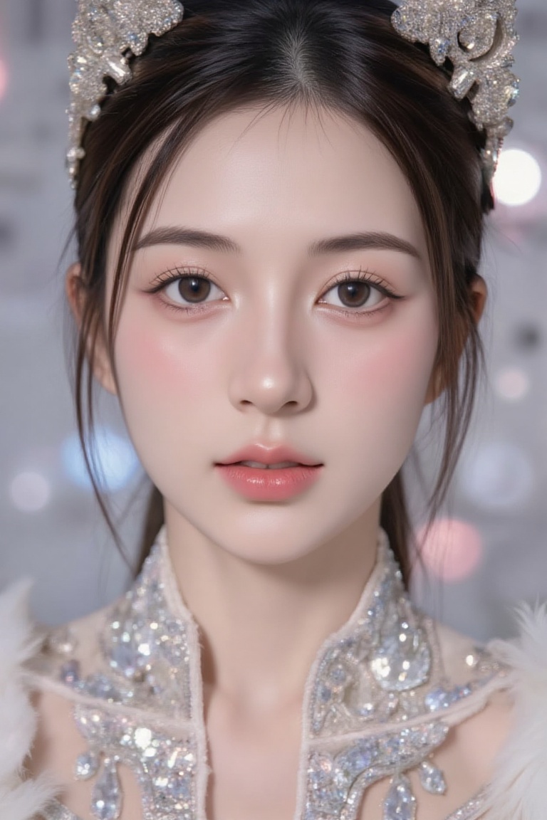 hot sexy female model,  wearing ornate body jewelery suit. soft silky cat fur,  glamour shot on Tensor.Art