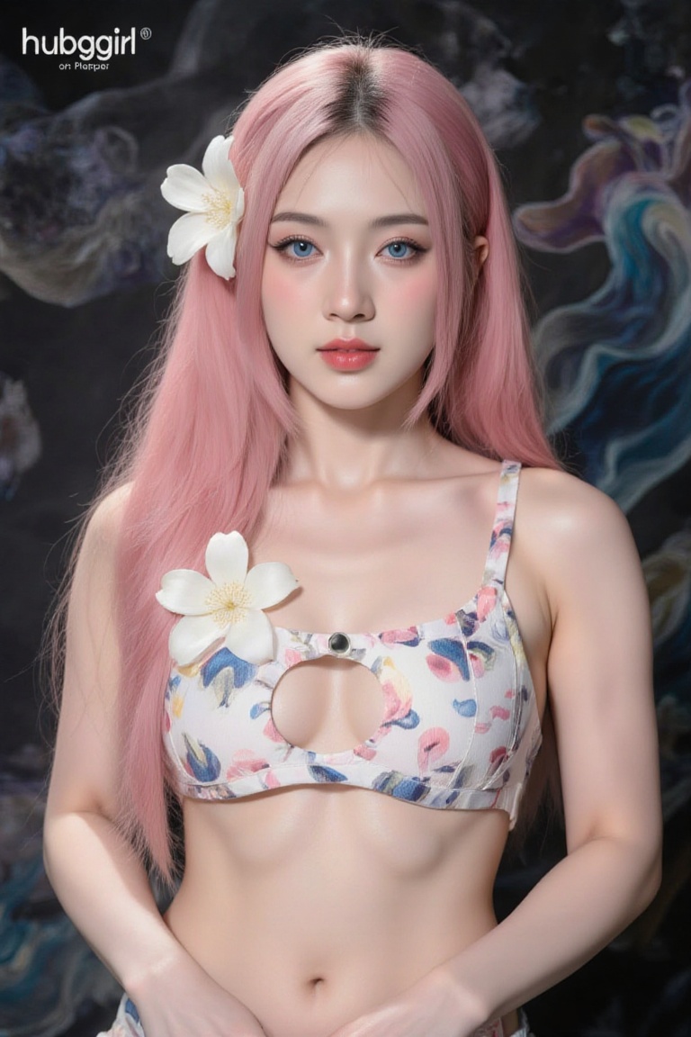 A surreal portrait photography of hubggirl,  ultra-realistic and photorealistic,  with cinematic lighting. A Japanese girl...