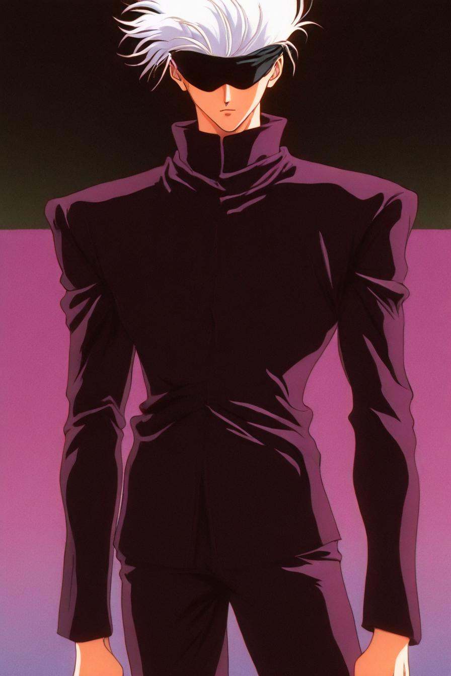 gojou satoru,  white hair,  purple pants on Tensor.Art