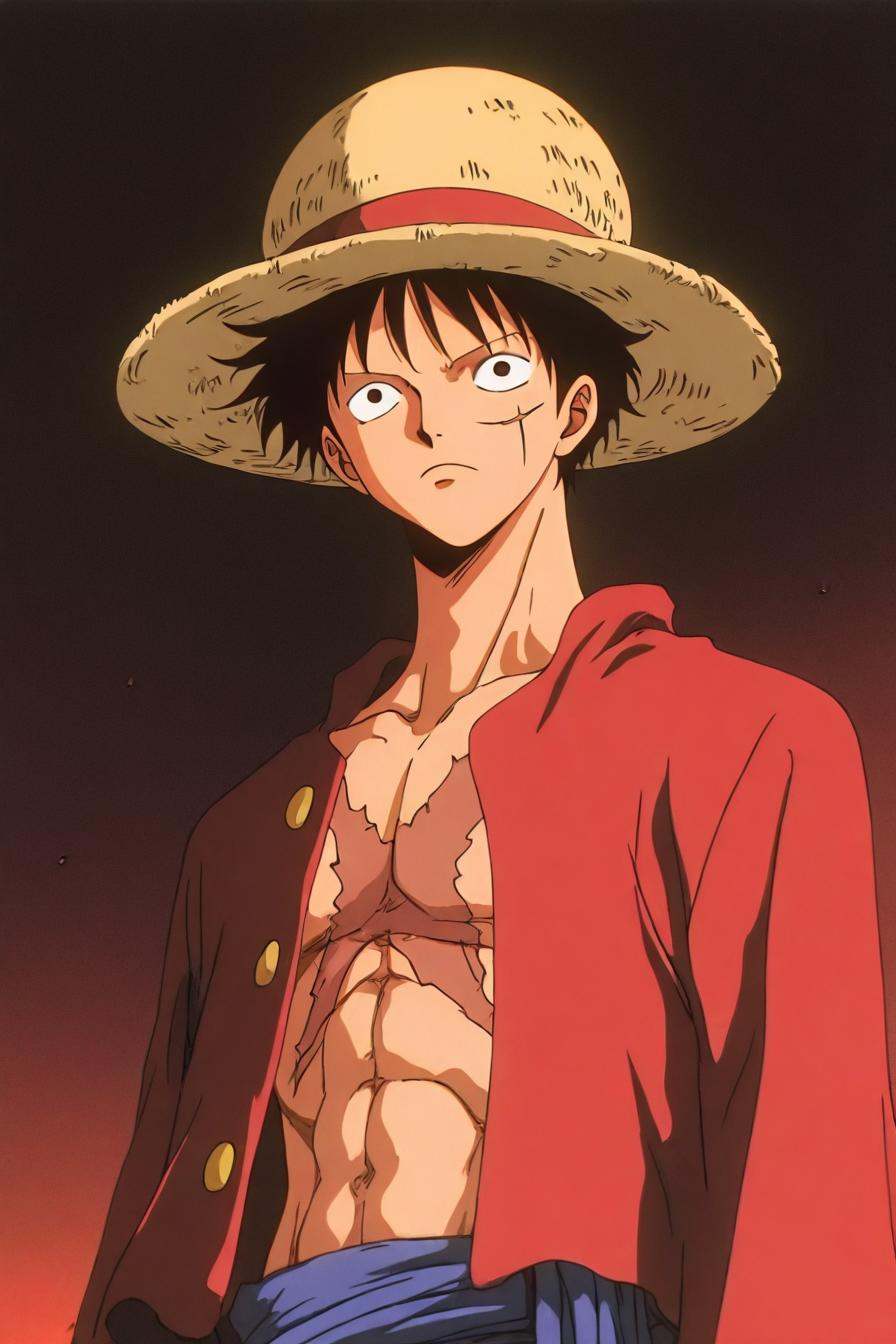 Luffy,  red jacket,  scar on chest on Tensor.Art