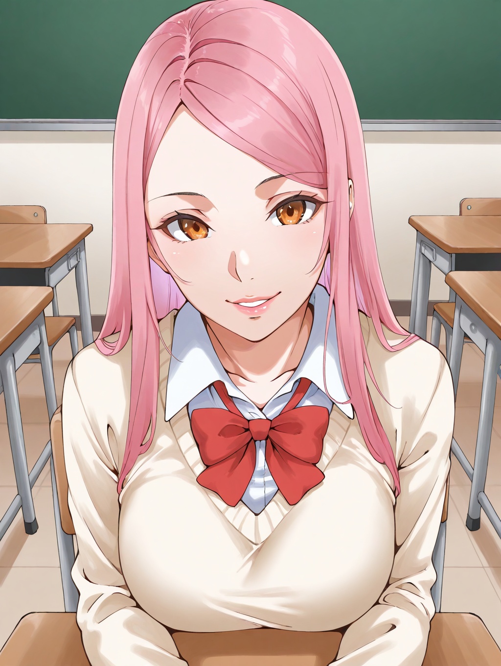 1 girl,  amber_eyes,  pink_hair on Tensor.Art