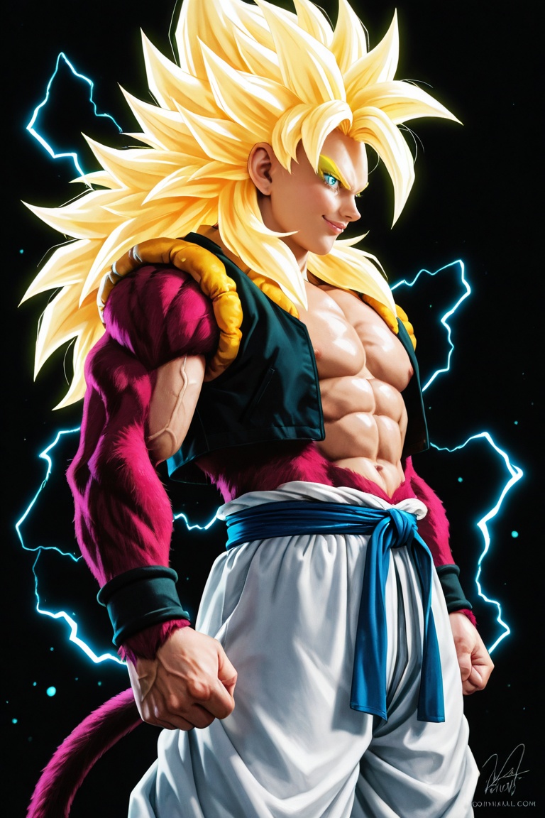 Neon glow art,  Neon Anime Art,  son goku on Tensor.Art