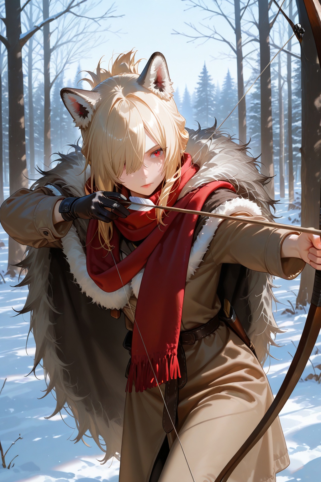1girl,  hair over one eye,  outstretched arm on Tensor.Art