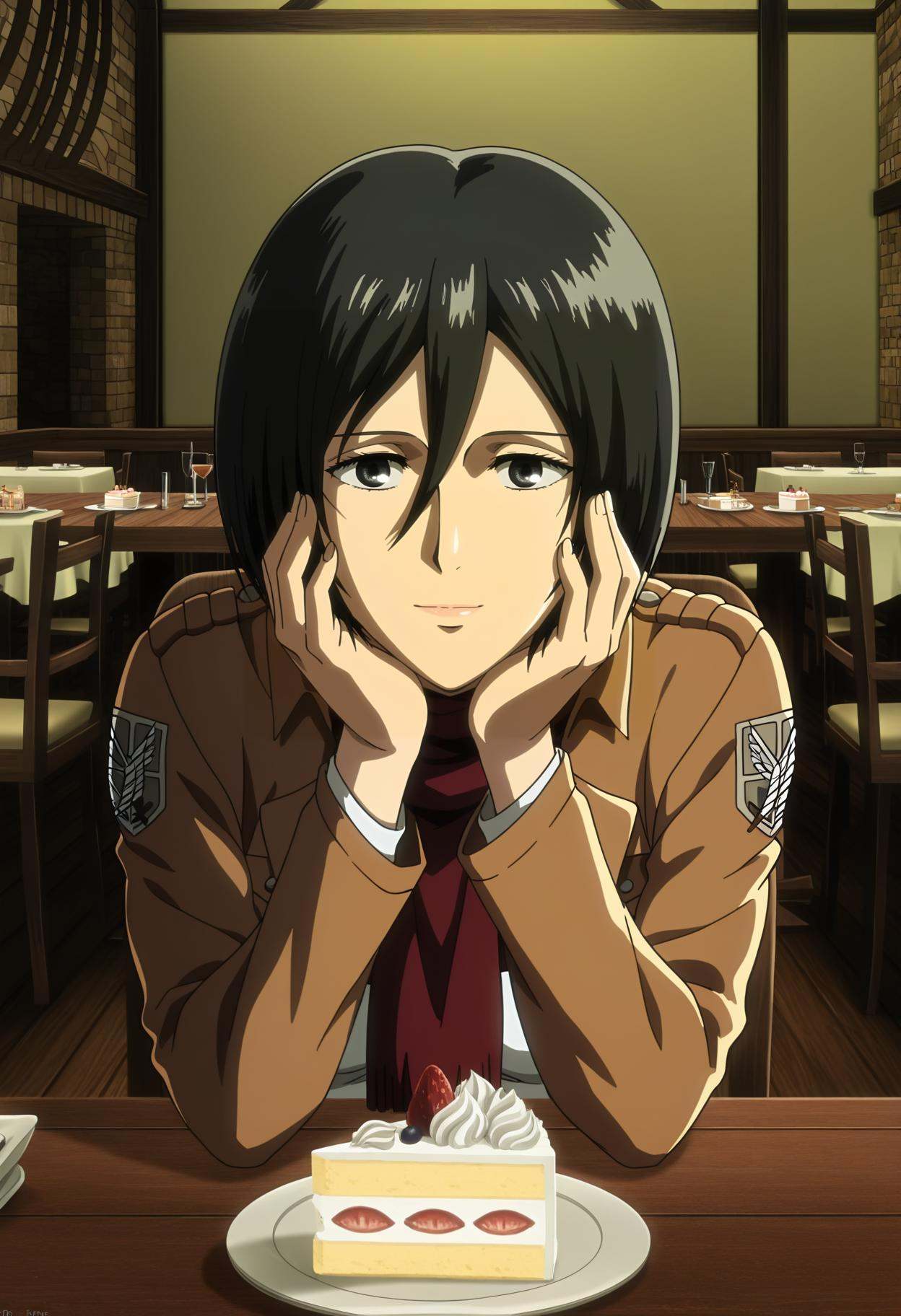 anime coloring,  anime screencap,  mikasa ackerman on Tensor.Art