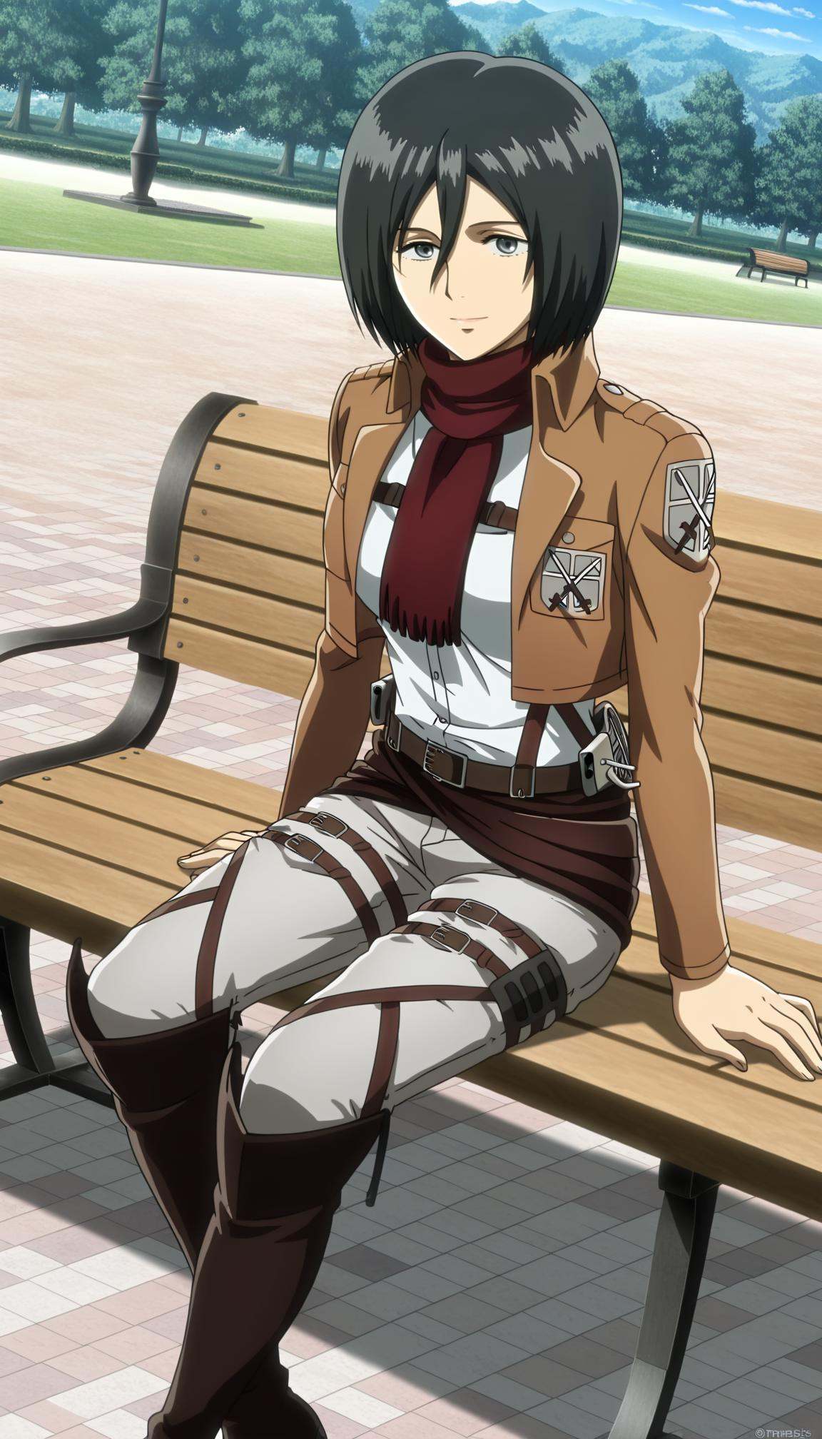 anime coloring,  anime screencap,  mikasa ackerman on Tensor.Art