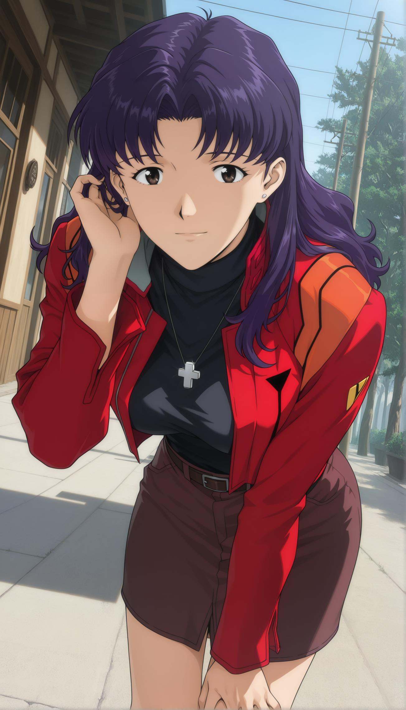 katsuragi misato,  1girl,  purple hair on Tensor.Art