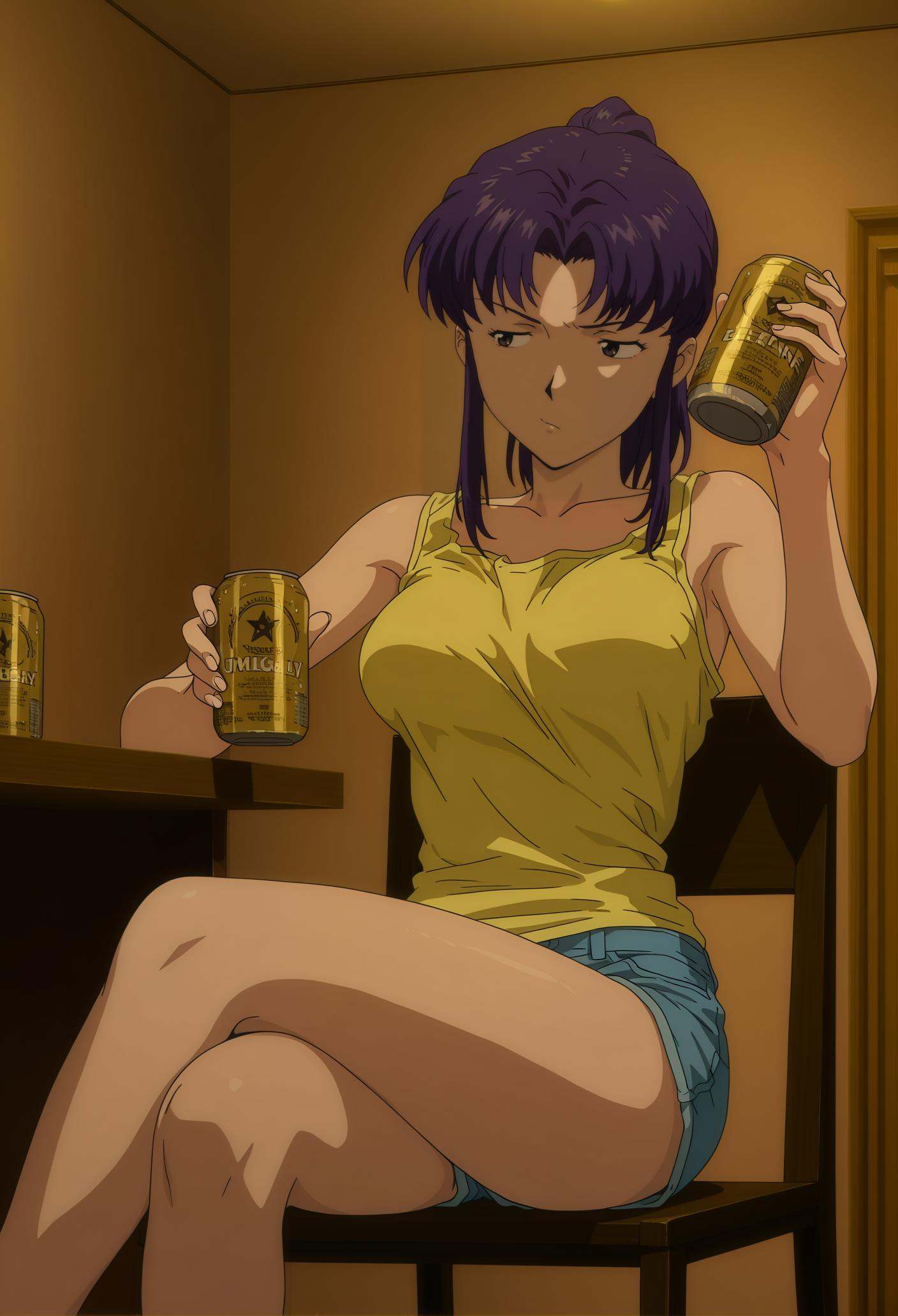 katsuragi misato,  1girl,  purple hair on Tensor.Art