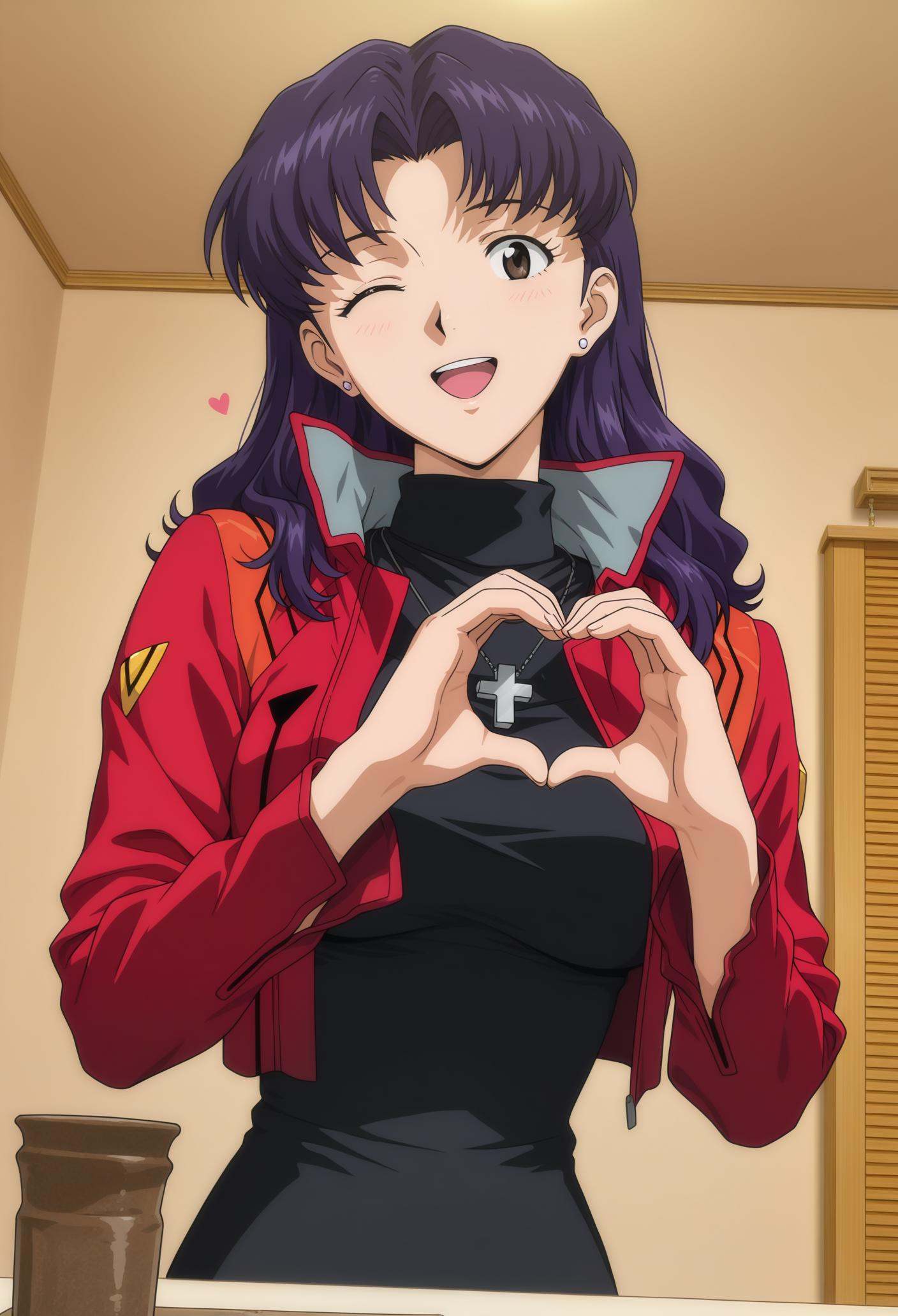 katsuragi misato,  1girl,  purple hair on Tensor.Art