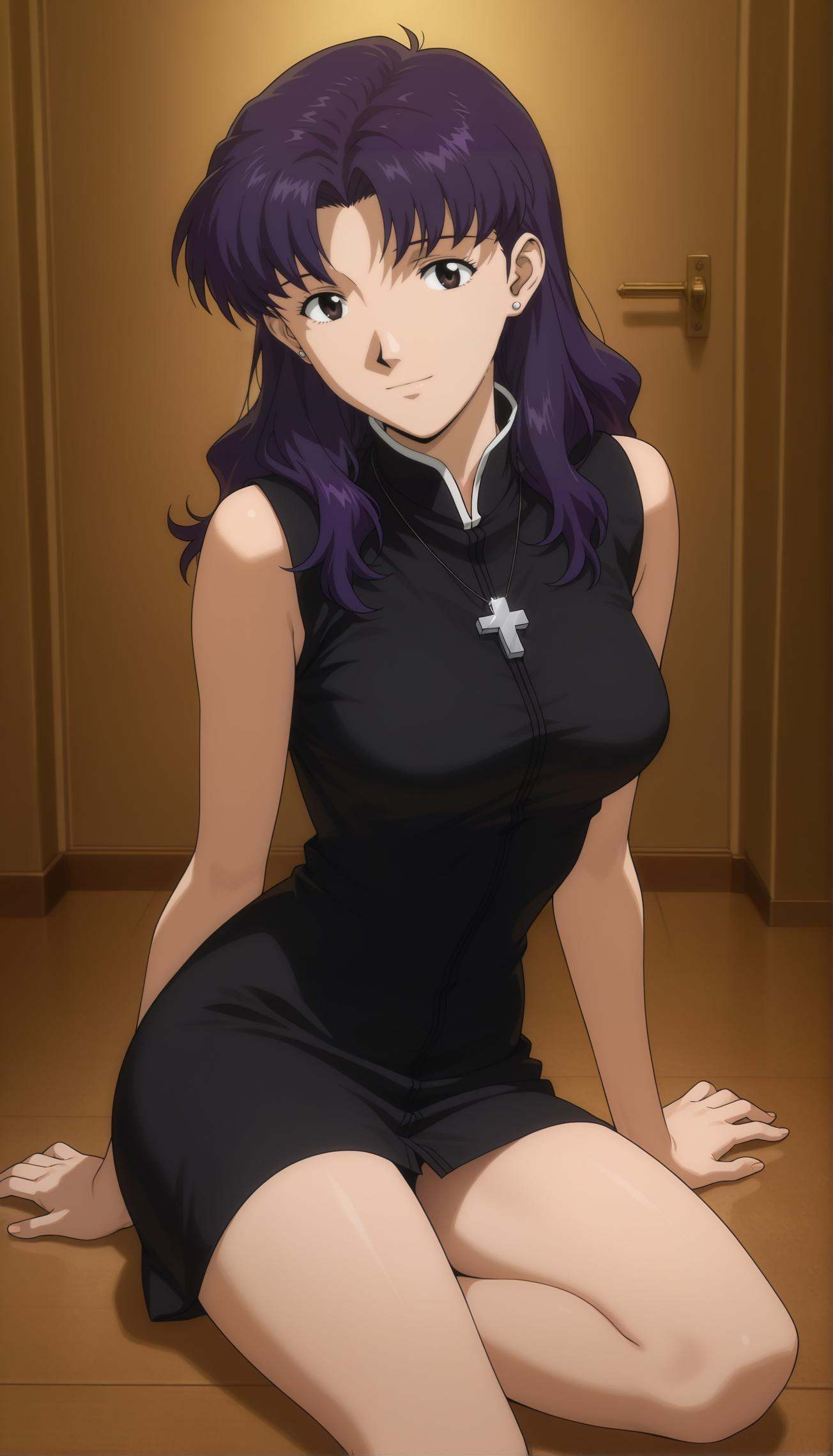 katsuragi misato,  1girl,  purple hair on Tensor.Art