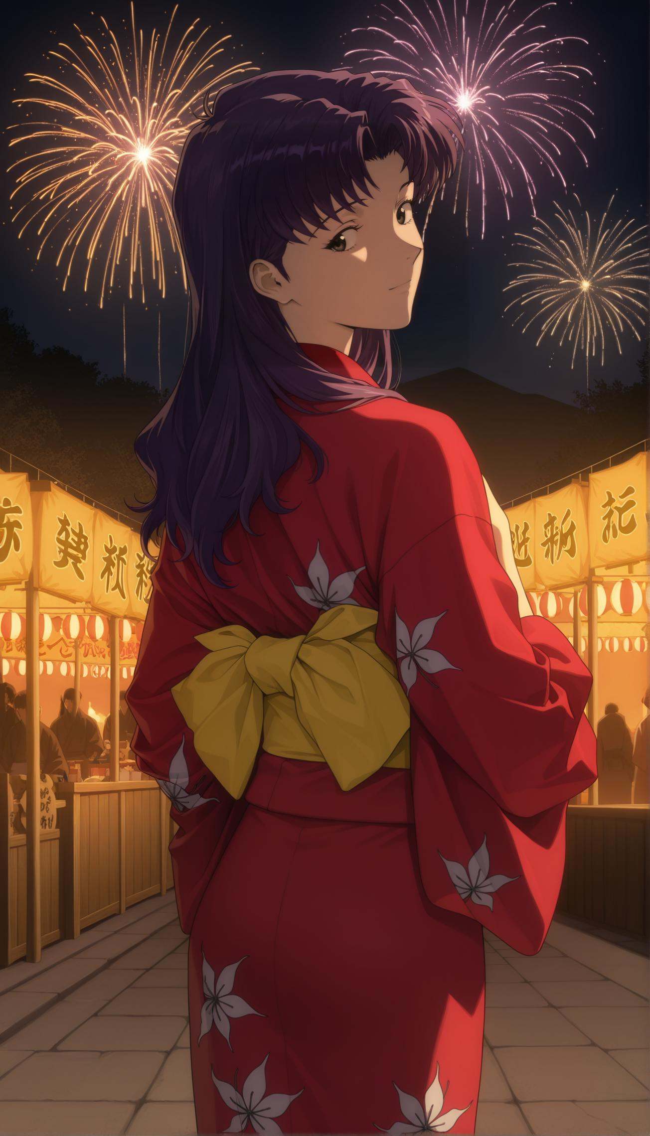 katsuragi misato,  1girl,  purple hair on Tensor.Art