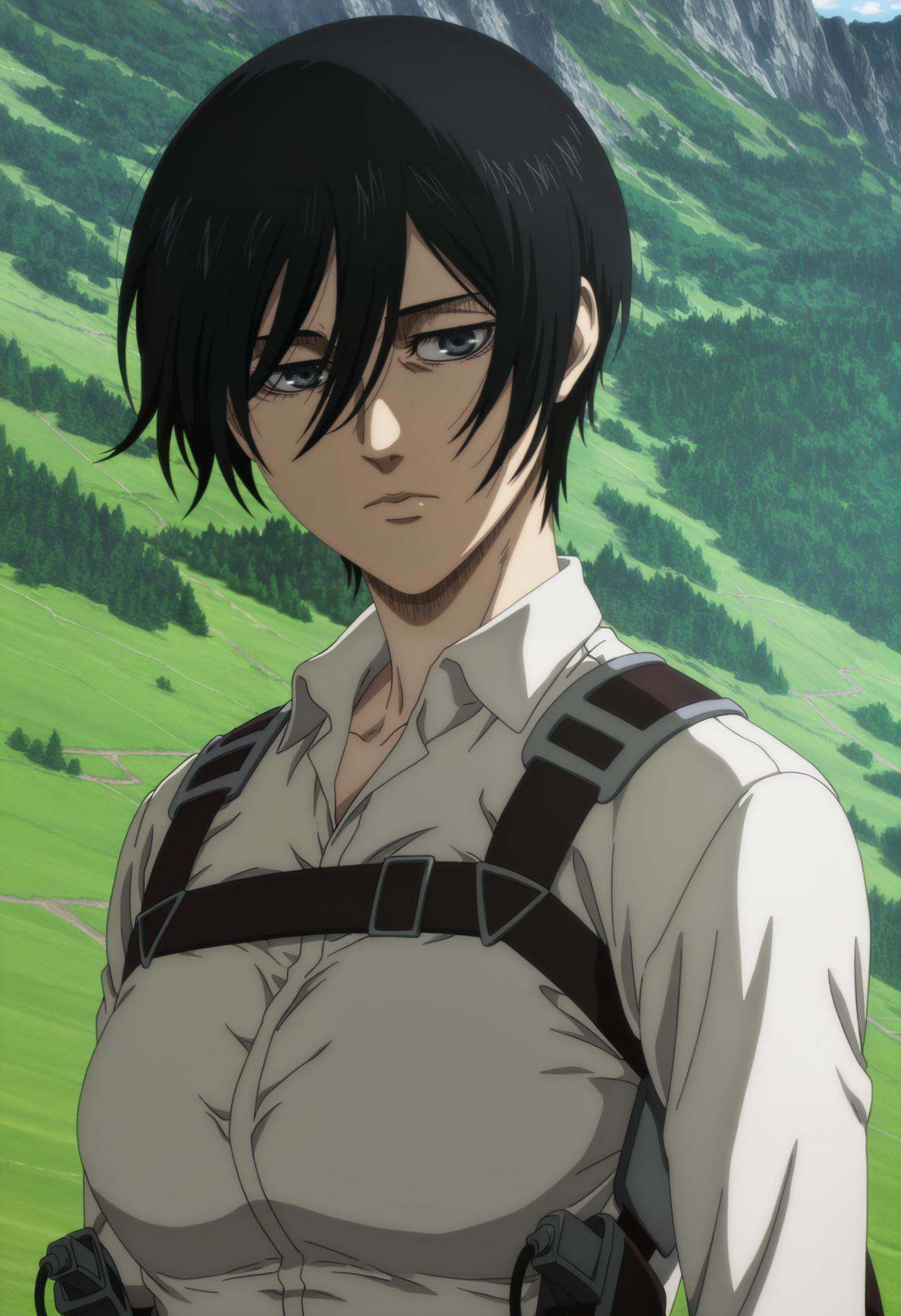 anime coloring,  anime screencap,  mikasa ackerman on Tensor.Art