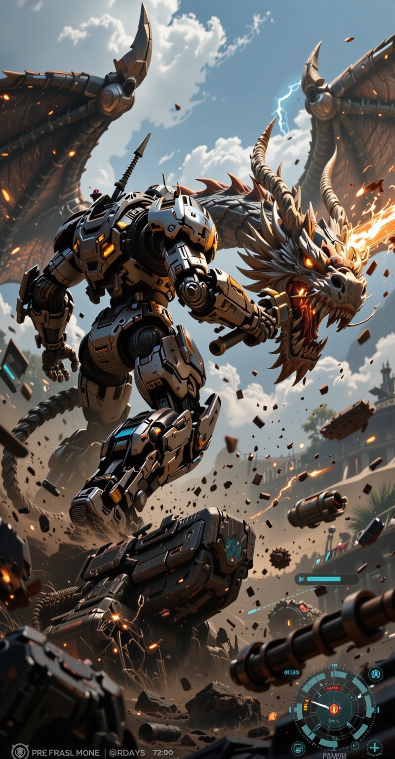 HYPER REALISTIC,  ultra-detailed 3D cinematic render,  colossal humanoid mecha standing on the armored on Tensor.Art