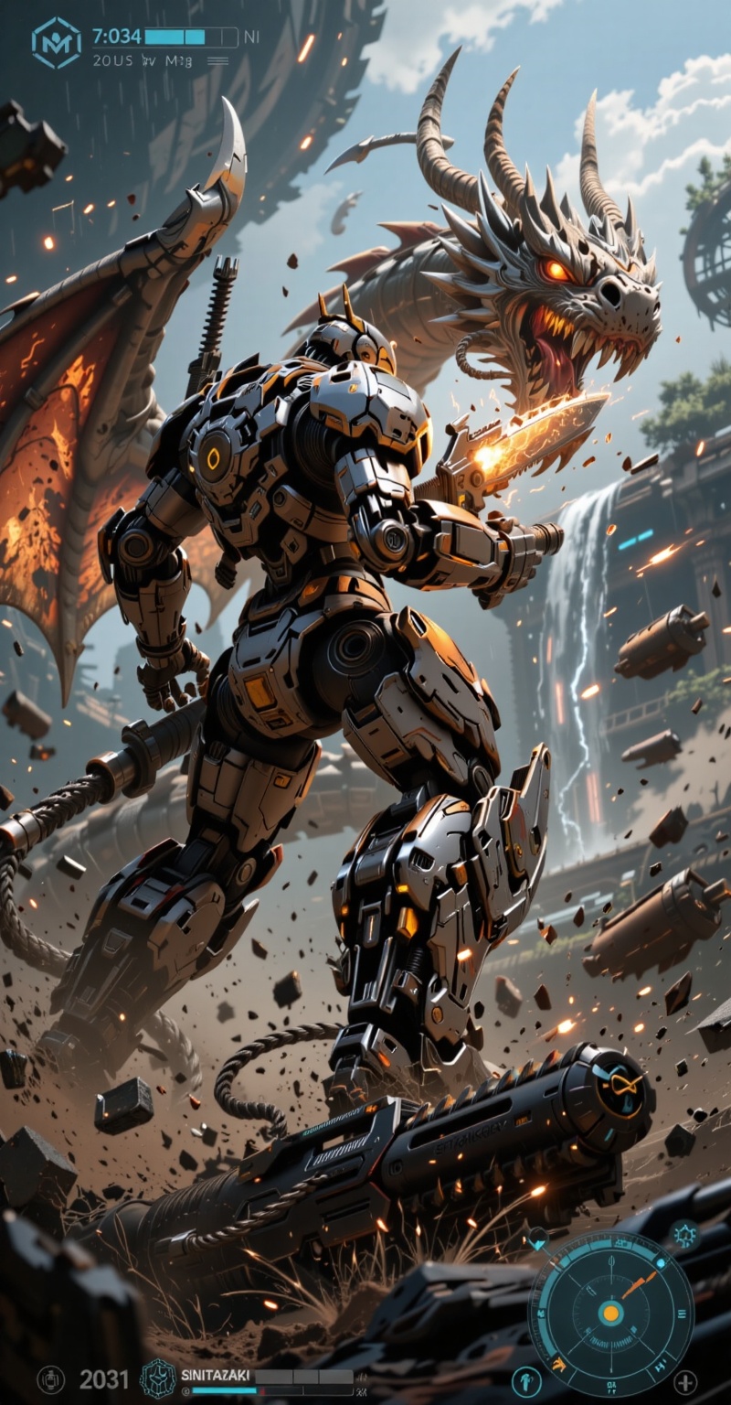 HYPER REALISTIC,  ultra-detailed 3D cinematic render,  colossal humanoid mecha standing on the armored on Tensor.Art
