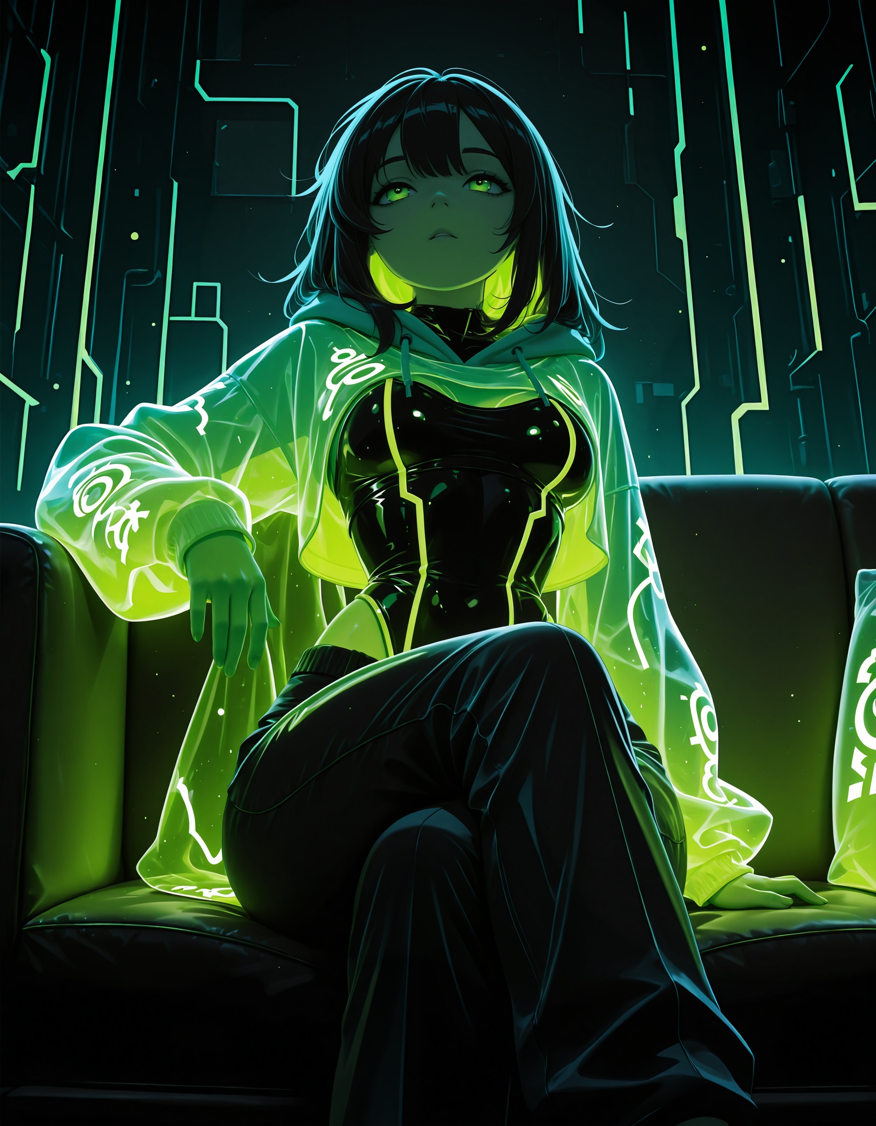 glowing_neon_cloth,  neon lines,  1girl on Tensor.Art