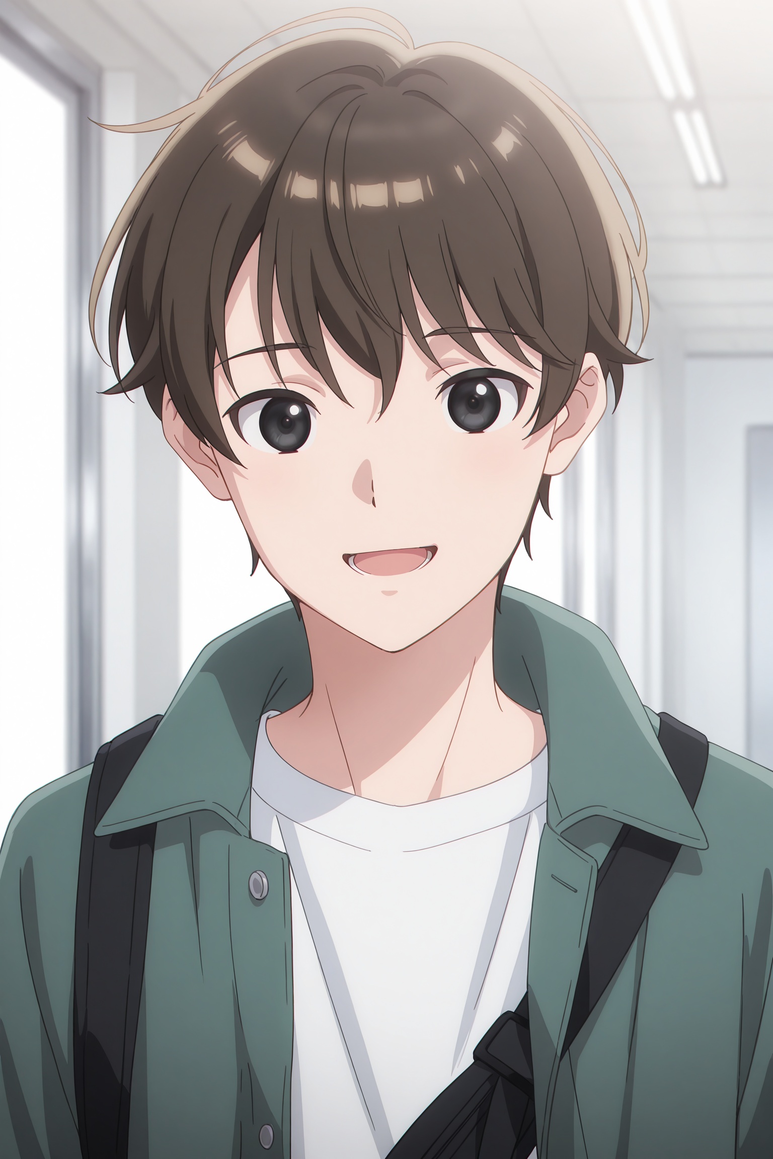 solo male indoors,  upper body,  short brown hair on Tensor.Art