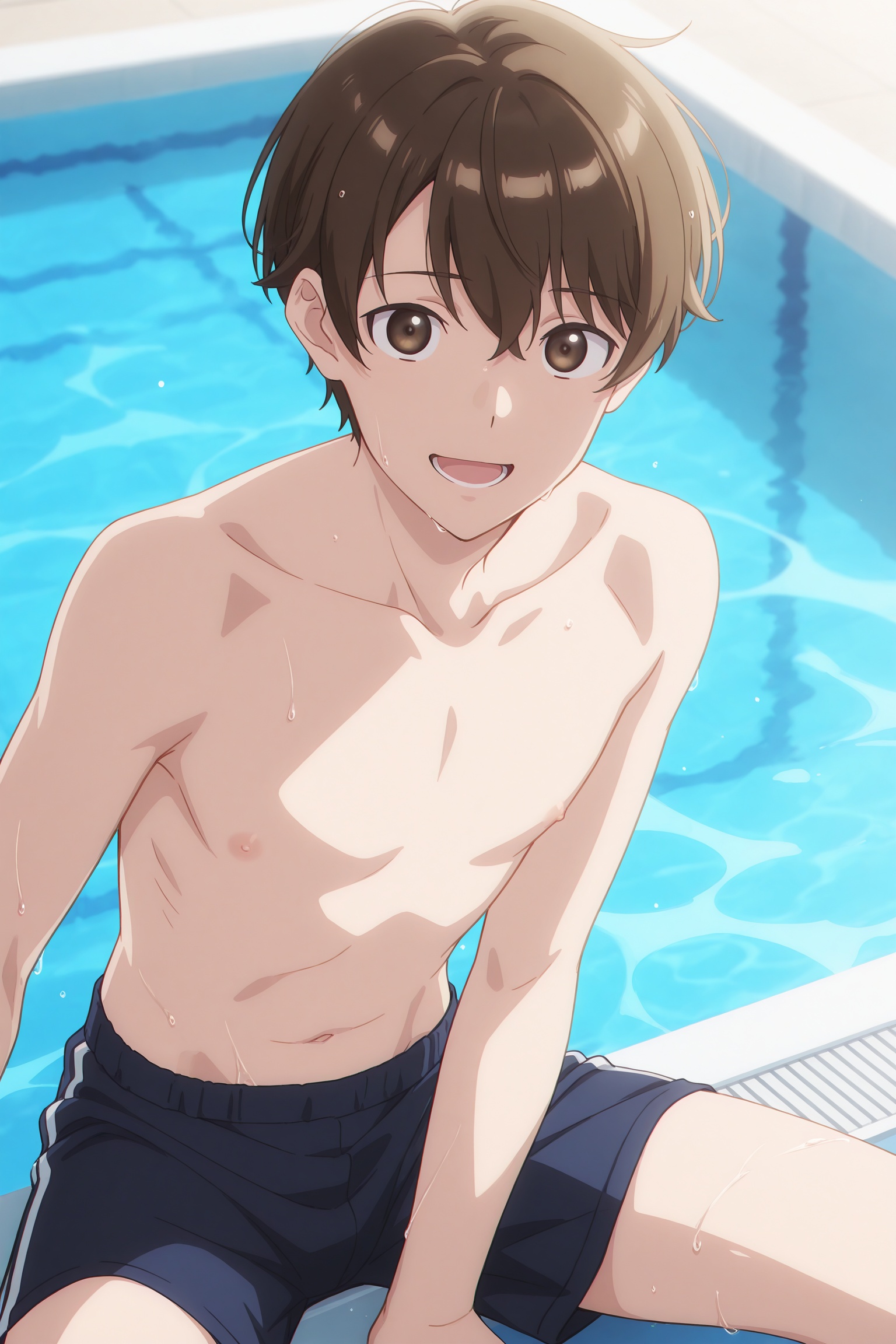 solo male,  Jun Shirosaki,  brown hair on Tensor.Art