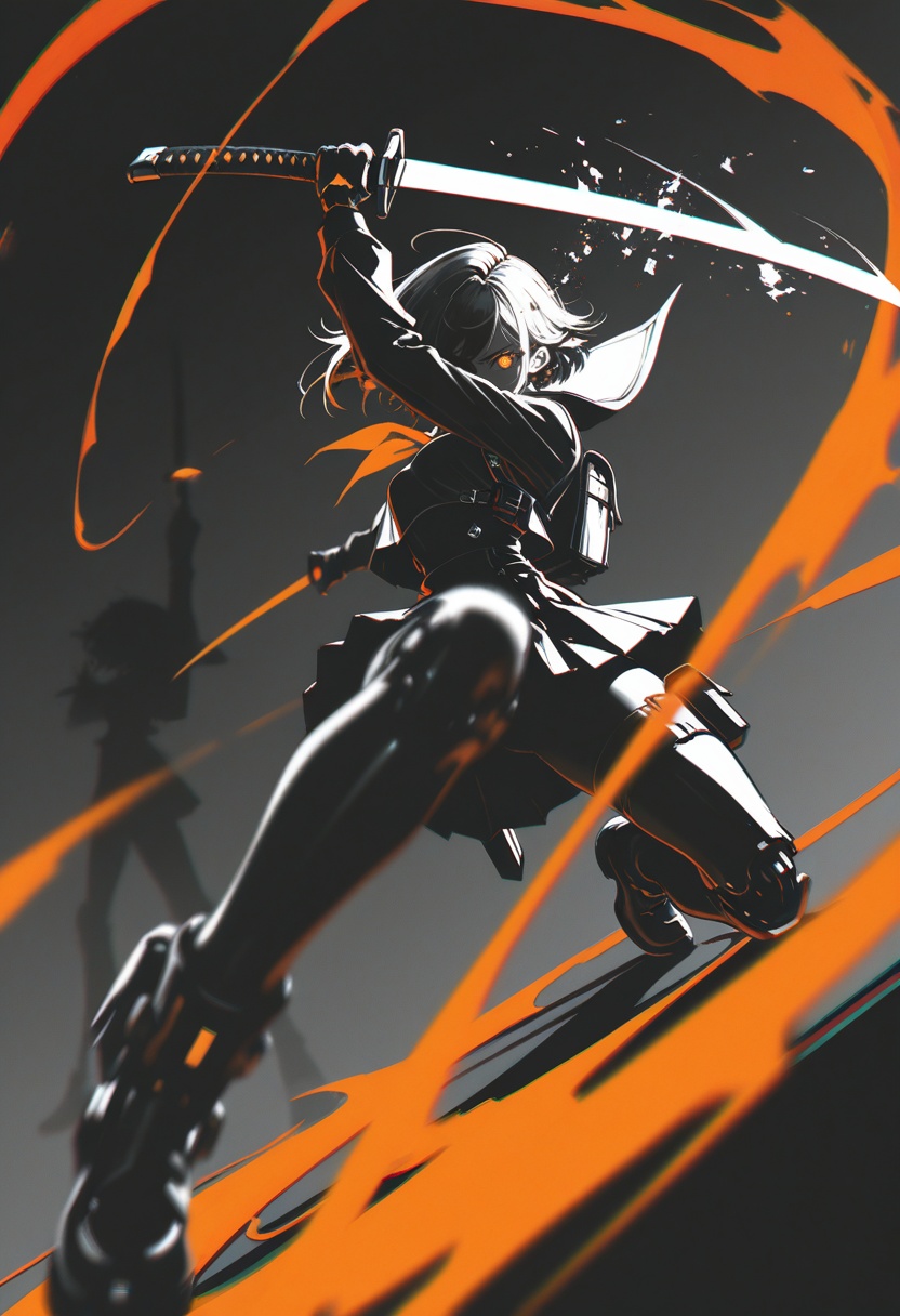 1girl,  action pose,  fire on Tensor.Art