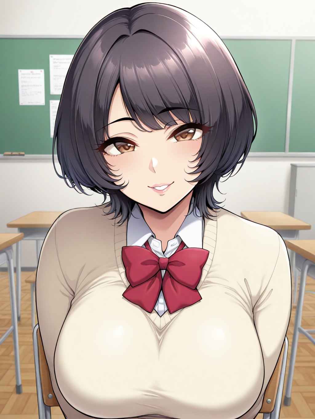 1 girl,  brown_eyes,  black_hair on Tensor.Art