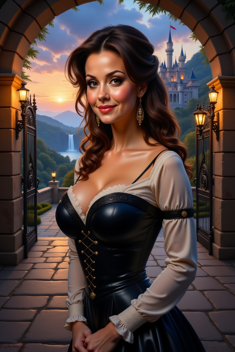 Alyssa M.,  brown eyes,  as Digital painting of as Belle in half side view on Tensor.Art