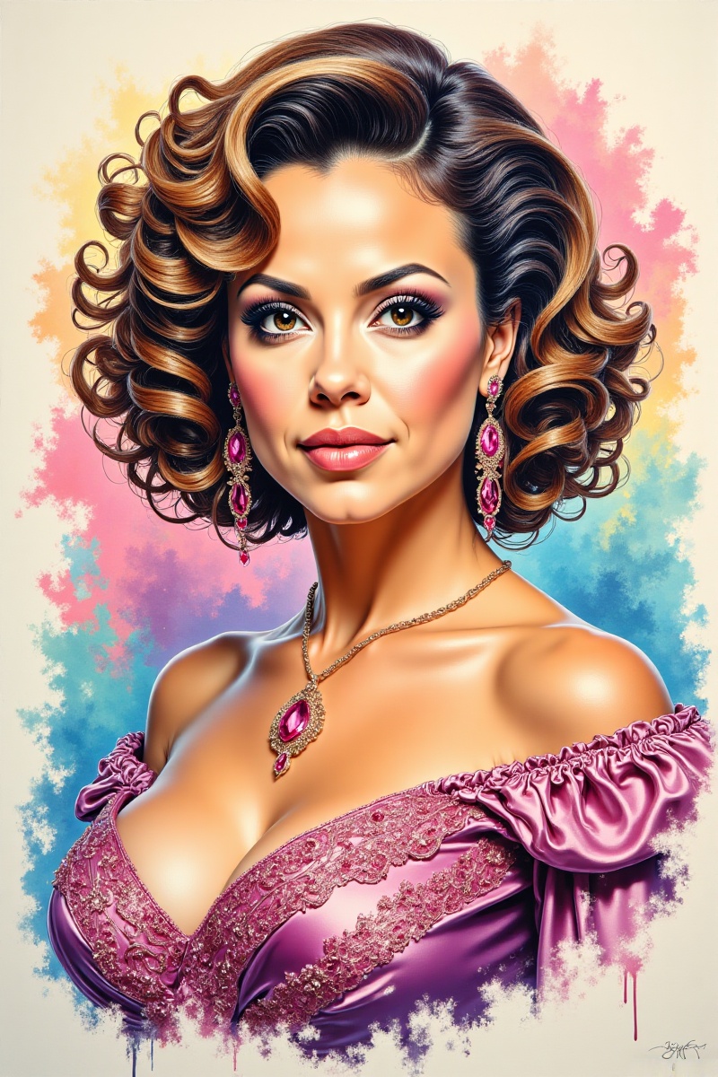 Color Ink Art Style of Alyssa Milano on Tensor.Art
