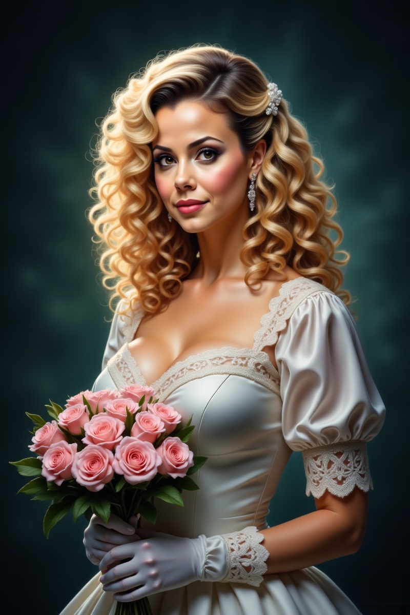 Alyssa M.,  brown eyes,  A beautiful bride on Tensor.Art