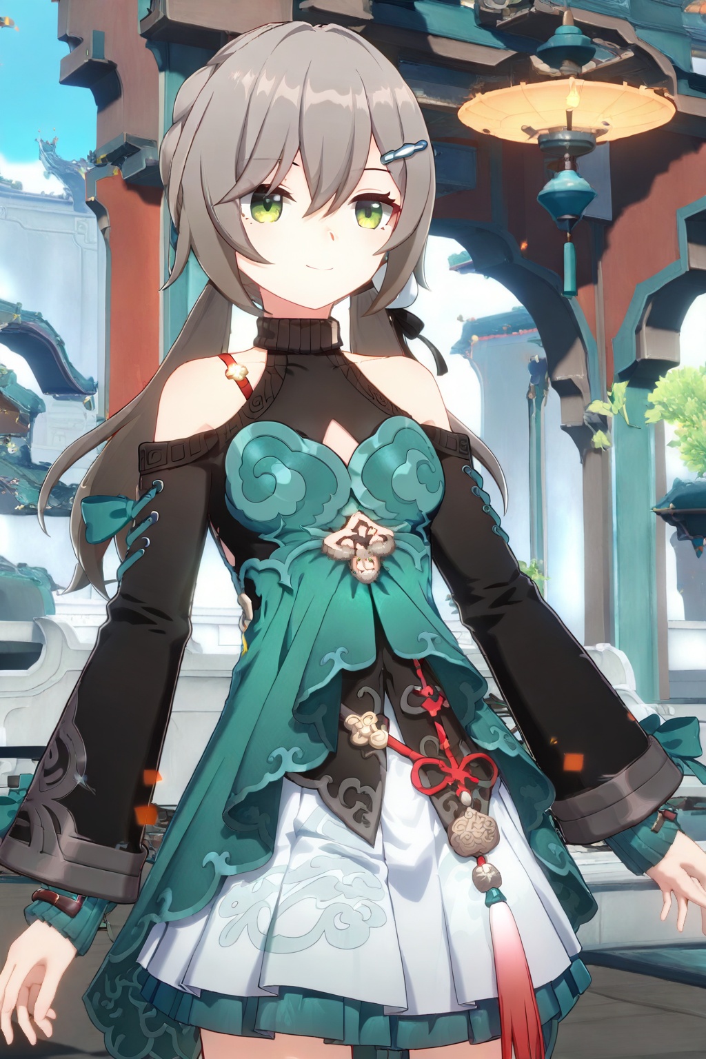Qingque/(star_rail/),  1girl,  green eyes on Tensor.Art