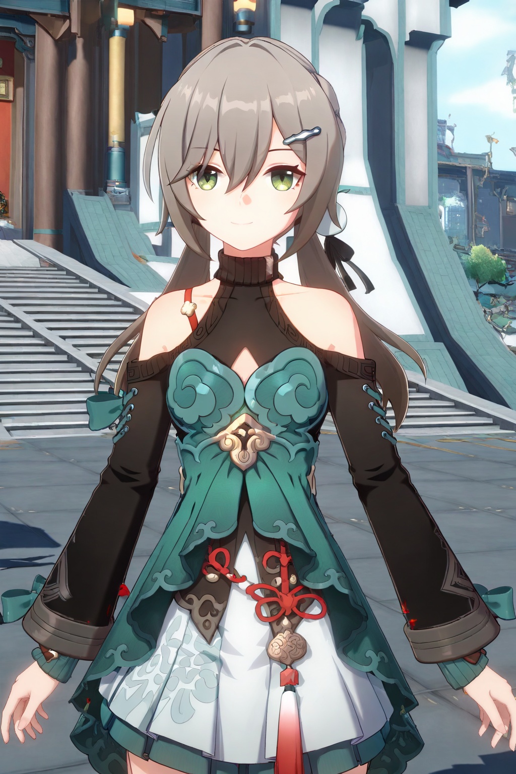 Qingque/(star_rail/),  1girl,  green eyes on Tensor.Art