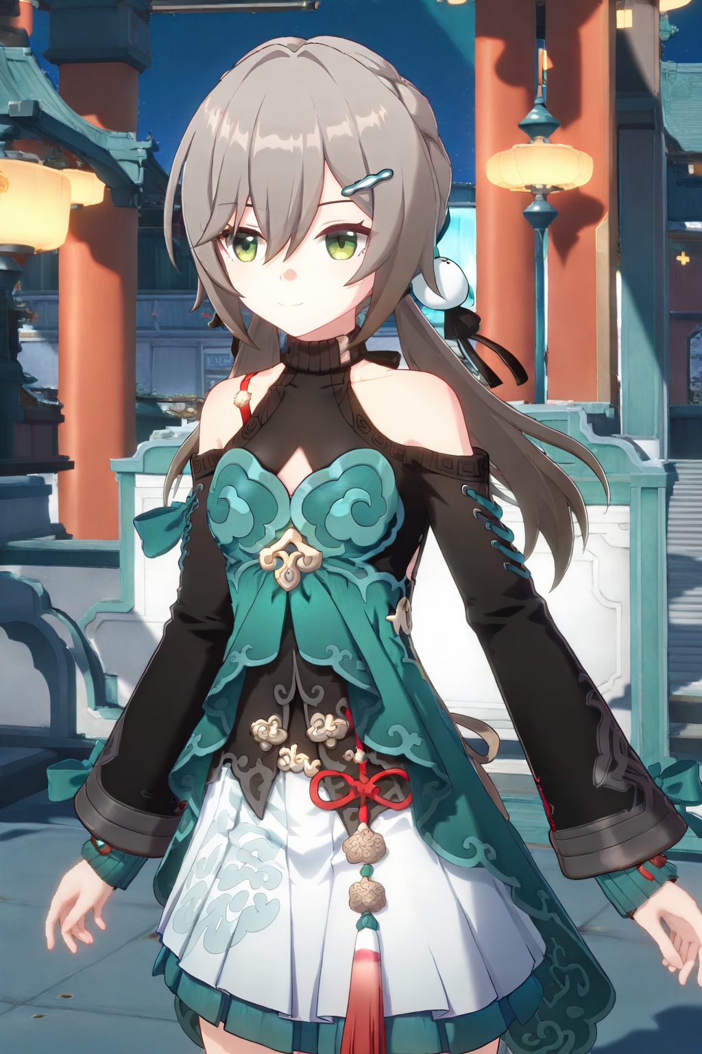 Qingque/(star_rail/),  1girl,  green eyes on Tensor.Art