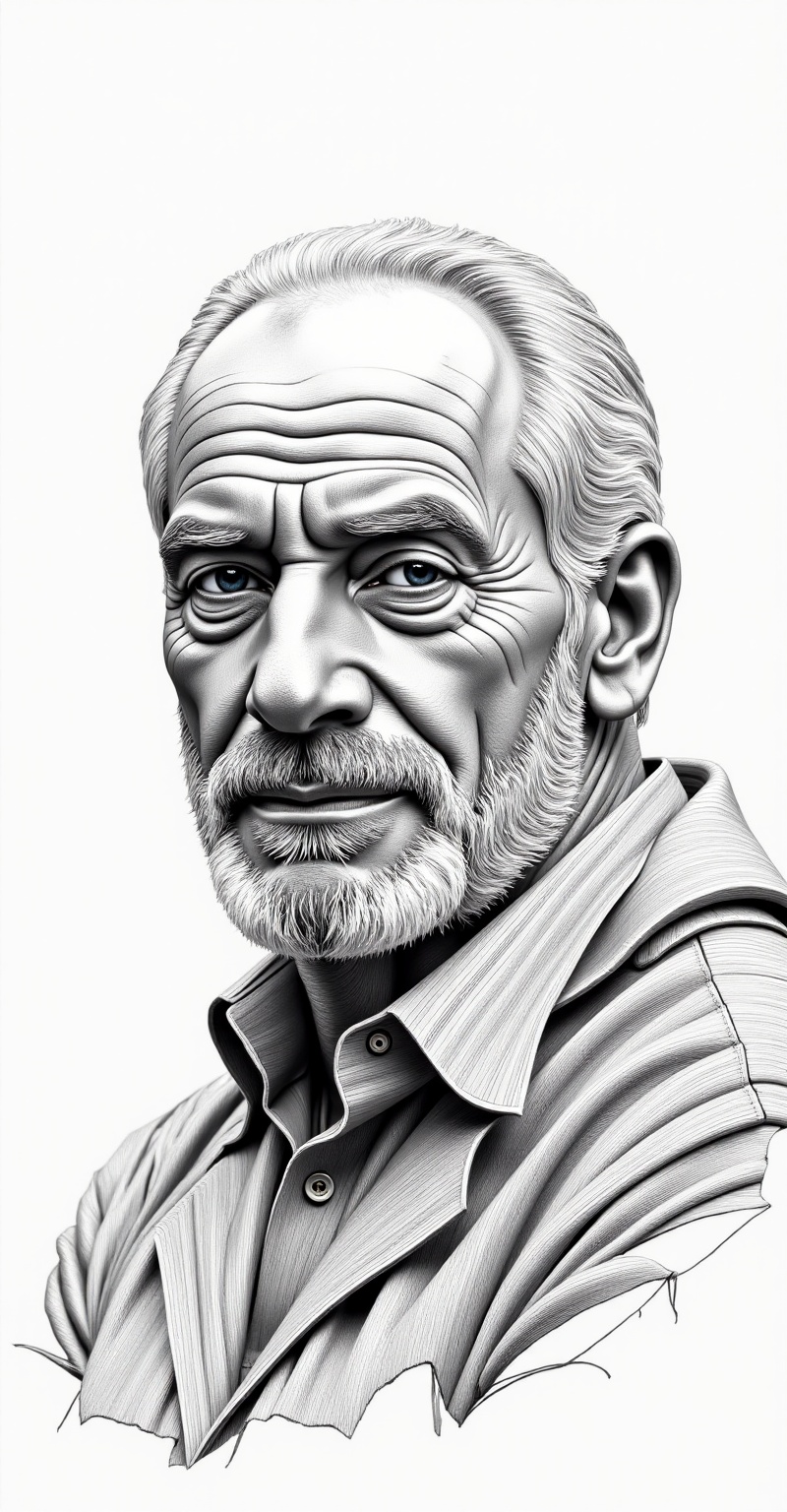 a detailed portrait of an old man with beard,  sitting in a park,  pencil sketch on Tensor.Art