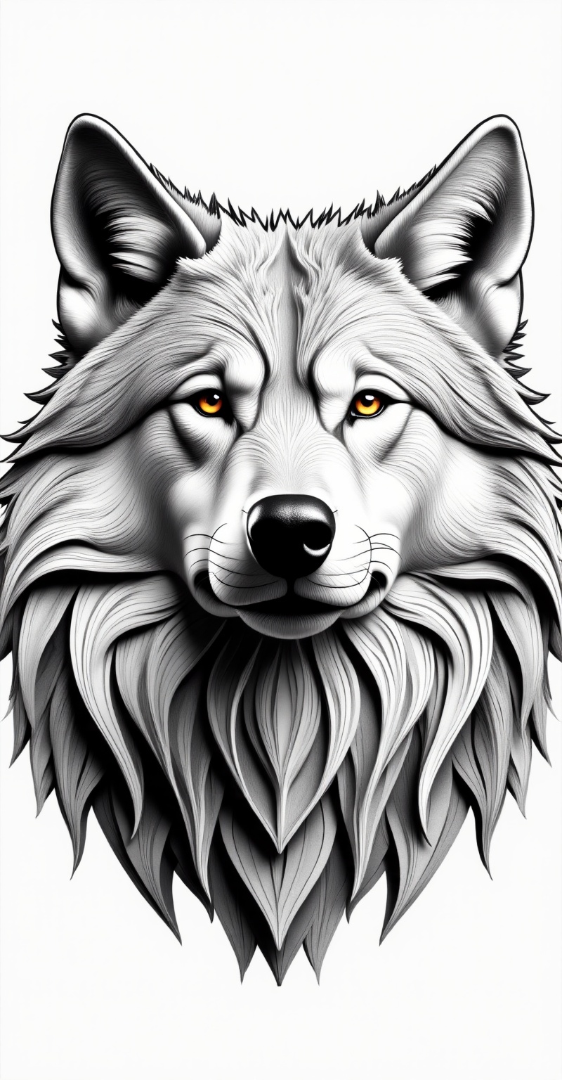 a detailed portrait of a wolf,  roaring in the forest,  pencil sketch on Tensor.Art