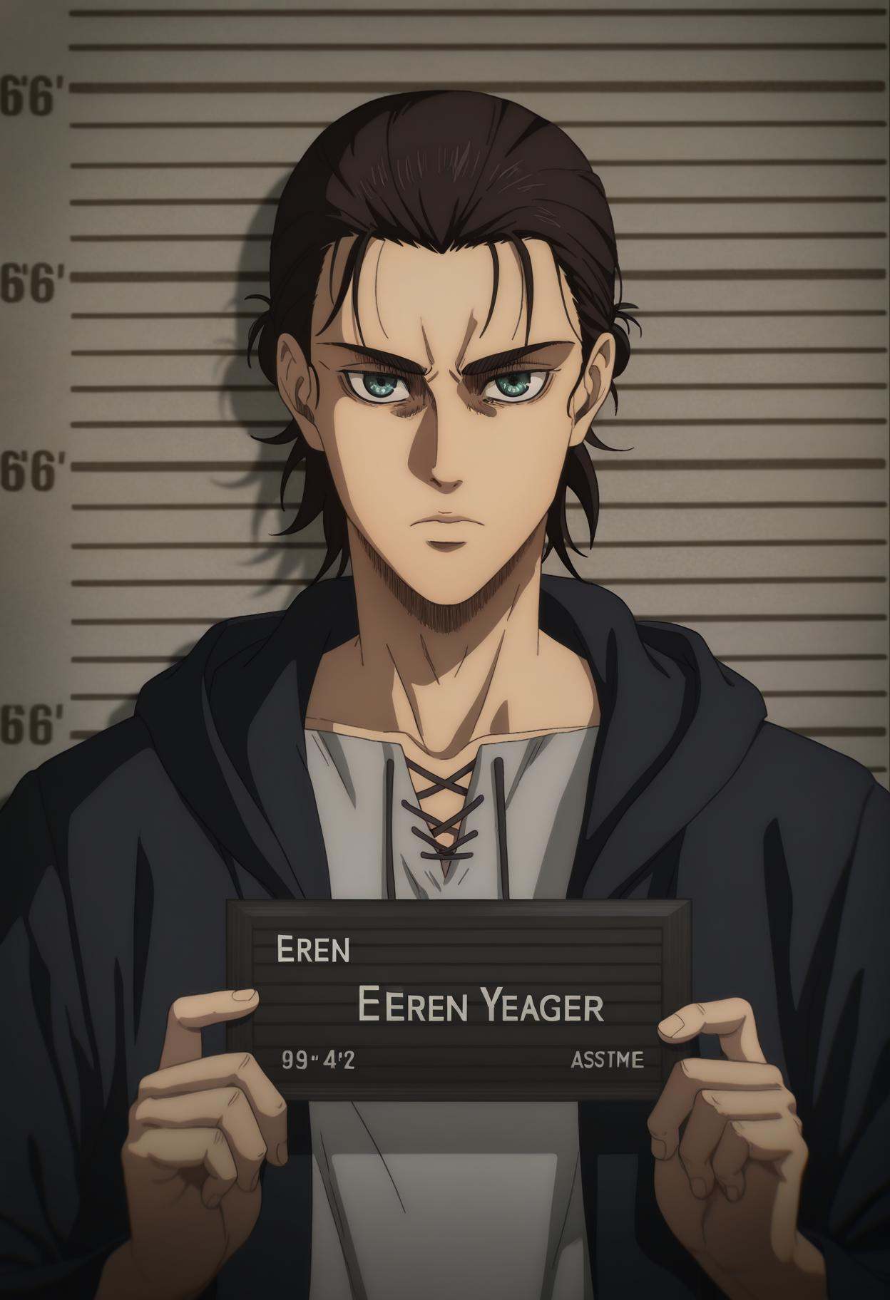 eren yeager,  1boy,  single hair bun on Tensor.Art