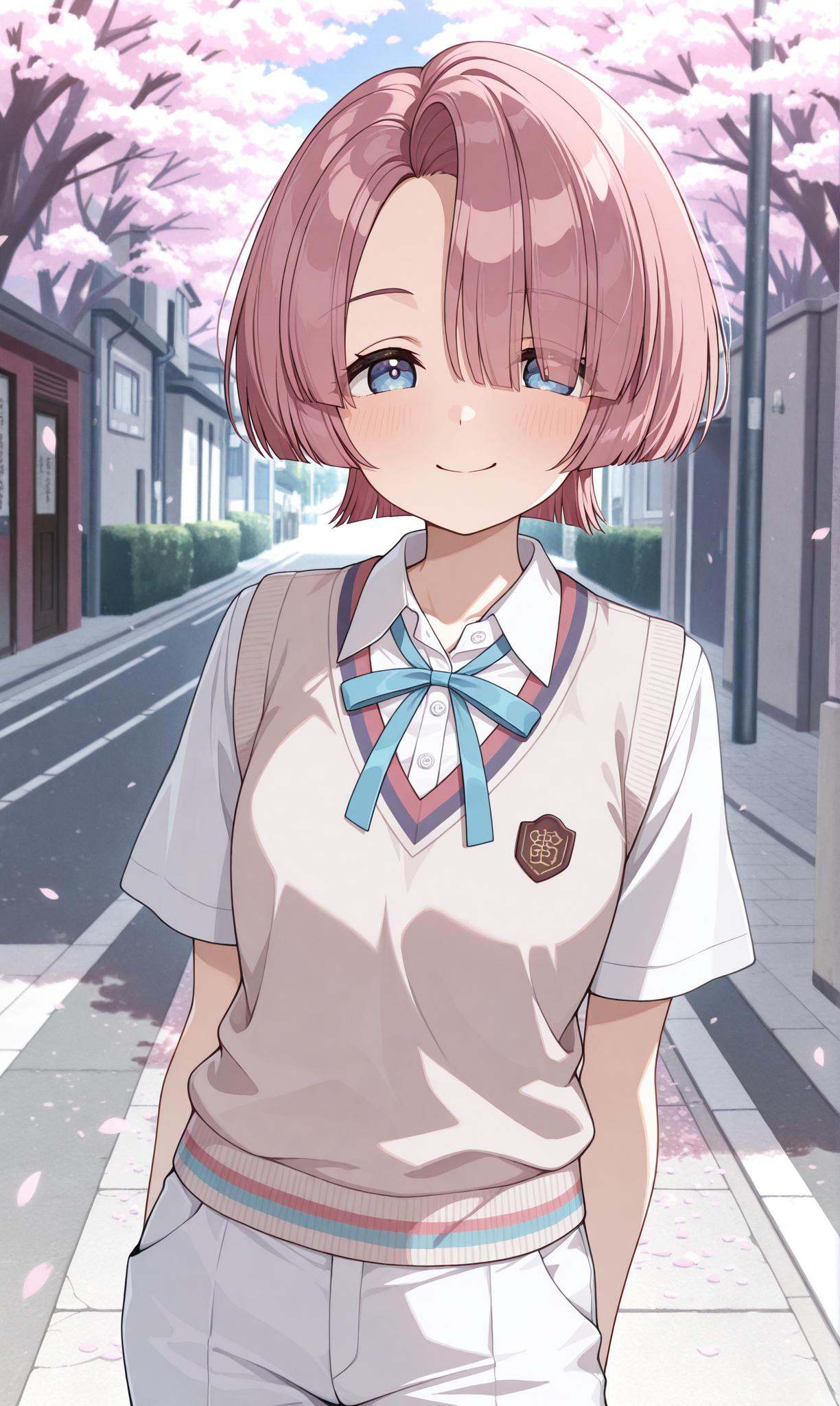 arimura ***,  asymmetrical bangs,  hair over one eye on Tensor.Art
