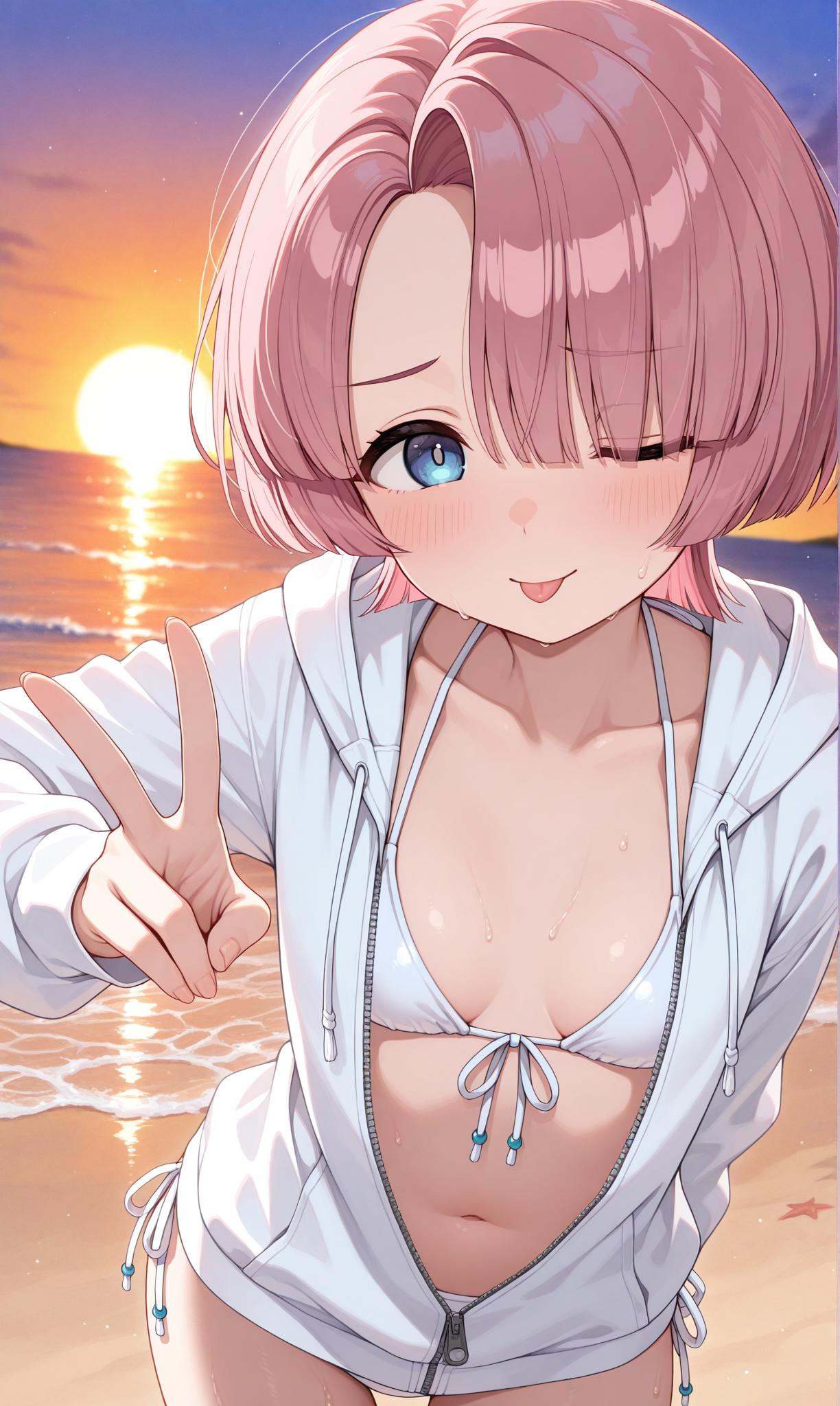 arimura ***,  asymmetrical bangs,  hair over one eye on Tensor.Art