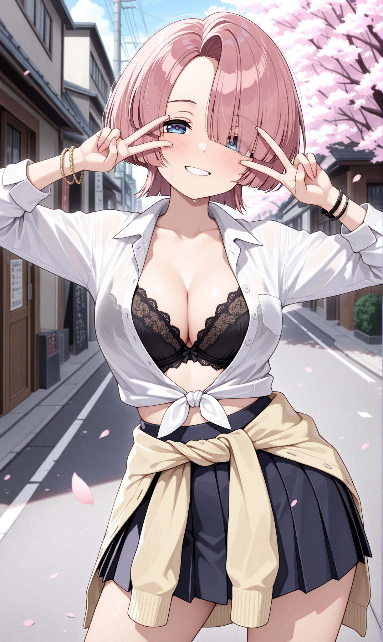 arimura ***,  asymmetrical bangs,  hair over one eye on Tensor.Art