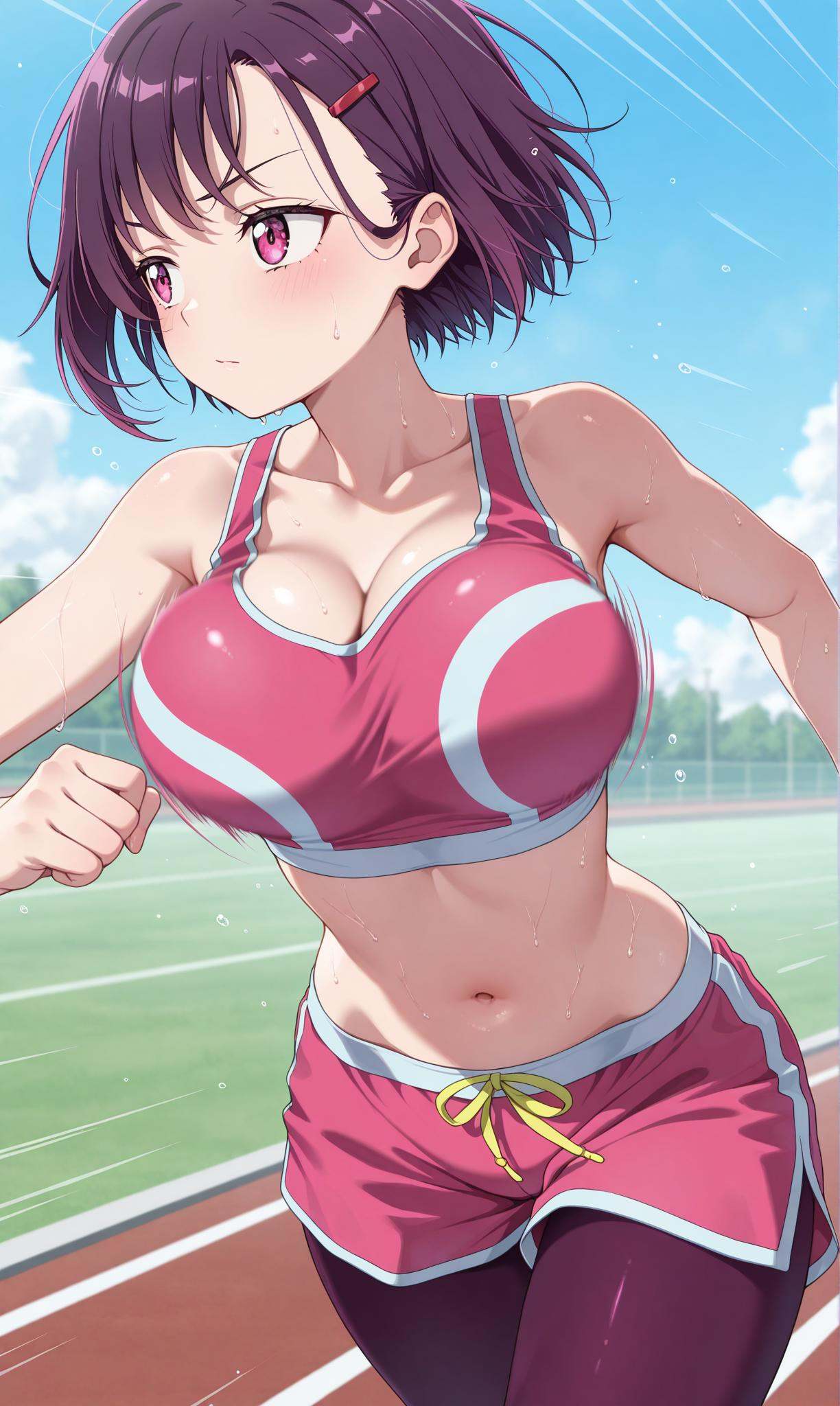 mikazuki shizuka,  purple hair,  pink eyes on Tensor.Art
